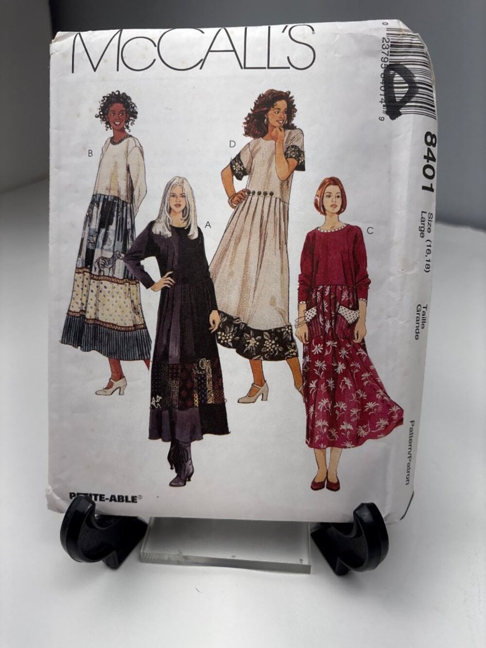 McCalls 8401 Dress Pattern Size 16-18 Loose Pullover Style Patchwork Uncut 1996